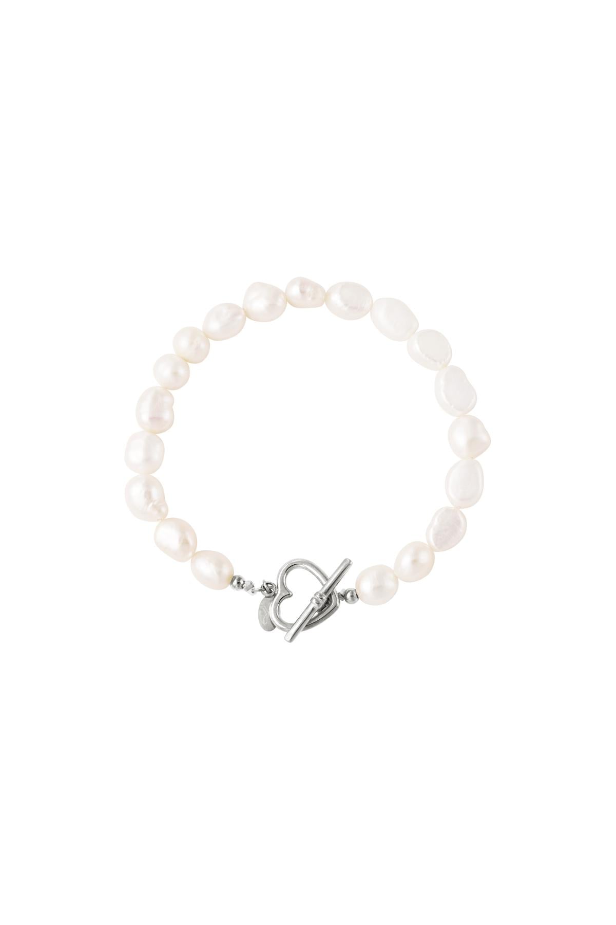 Bracelet pearl heart closure Gold Color Stainless Steel